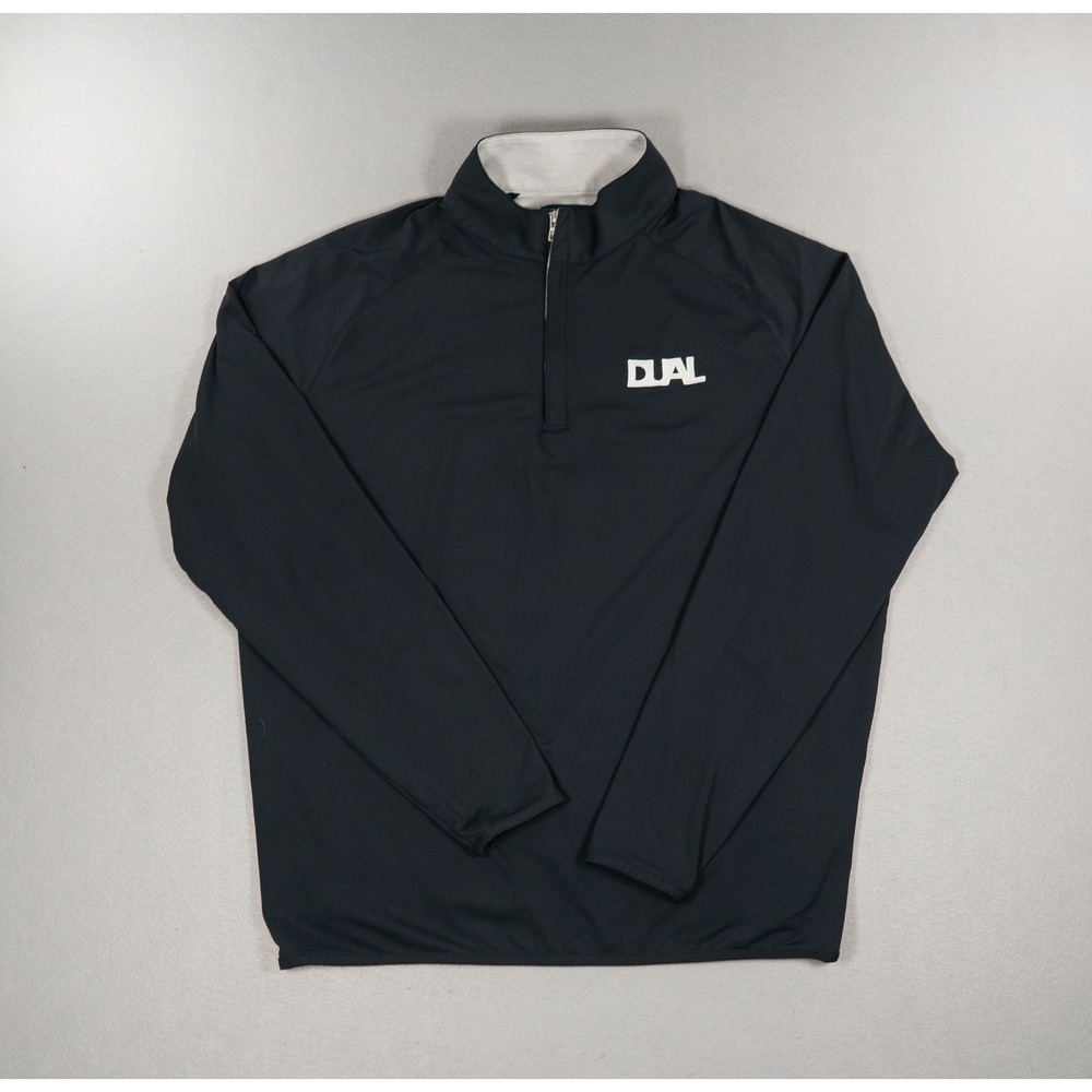 Peter Millar Crown Crafted Mens Large Black Quarter Zip Pullover DUAL Logo L
